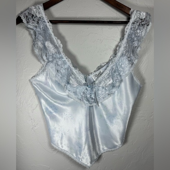 Samye Other - 🩵Vintage 80’s Samye Coquette Baby-Blue Lace Satin Finish Camisole Size Small